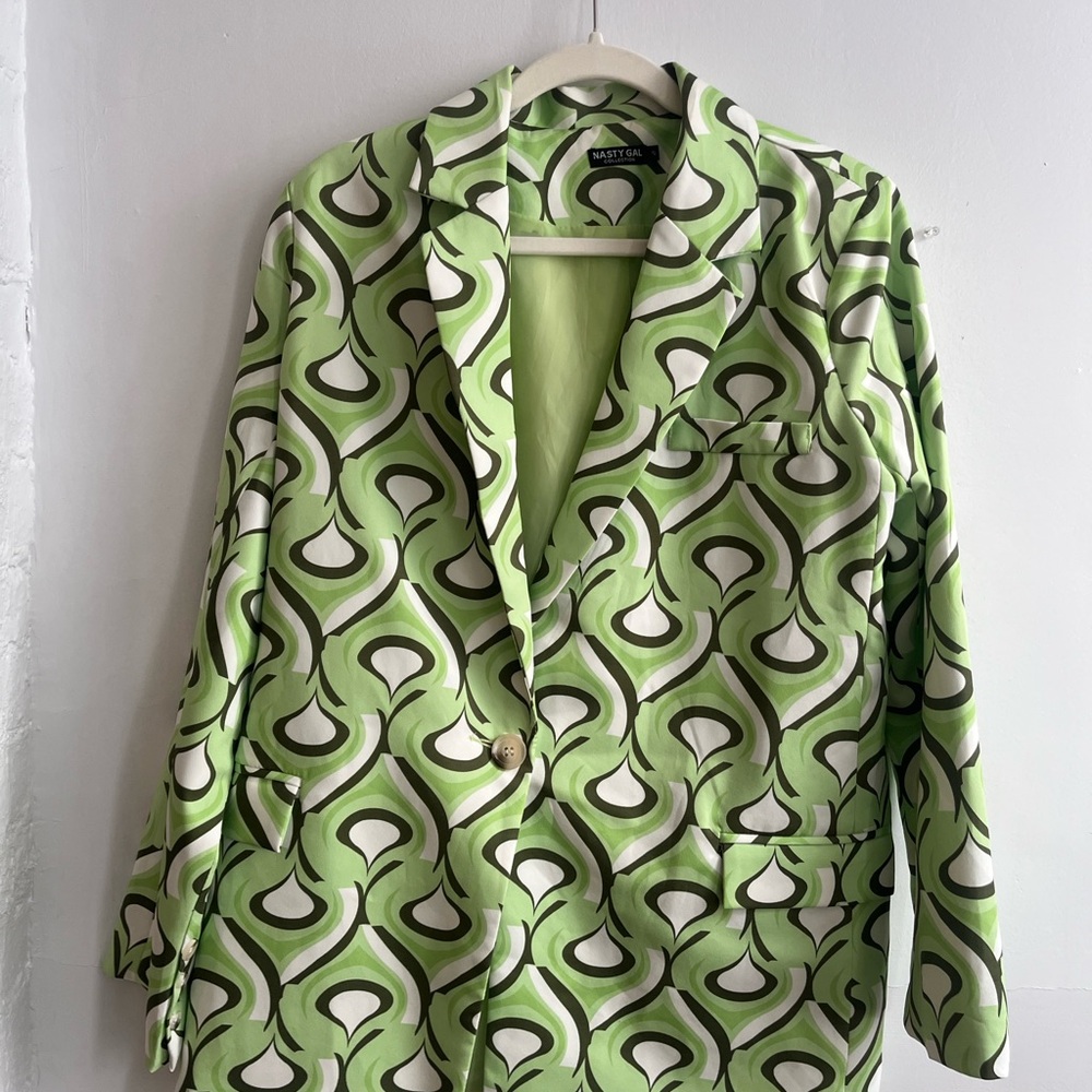 Nasty Gal Lime Green Patterned Blazer